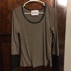 Leather capped long sleeve